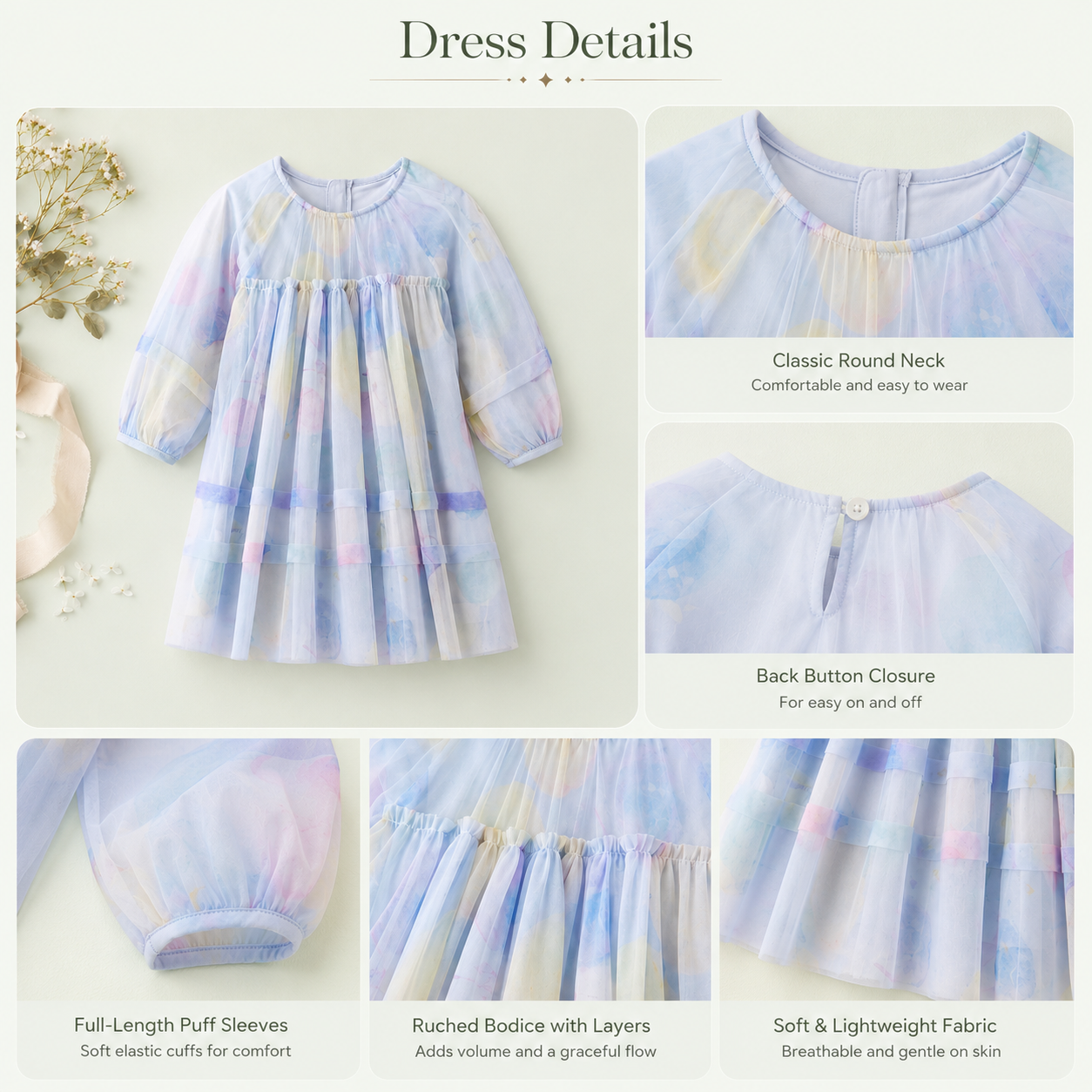 Pastel Watercolor Tulle Dress for Girls – Toddler & Kids