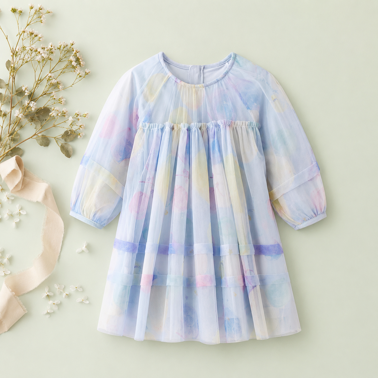 Pastel Watercolor Tulle Dress for Girls – Toddler & Kids