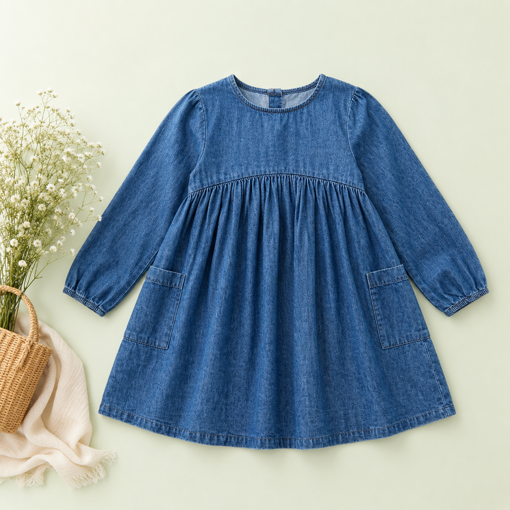 Girls’ Denim Long Sleeve Dress