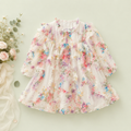 Floral Chiffon Baby Party Dress with Ruffle Sleeves | Premium Baby Girl Occasion Wear