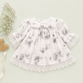 Girls Printed Cotton Dress with Lace Hem – Abstract & Floral | Premium Casual Wear
