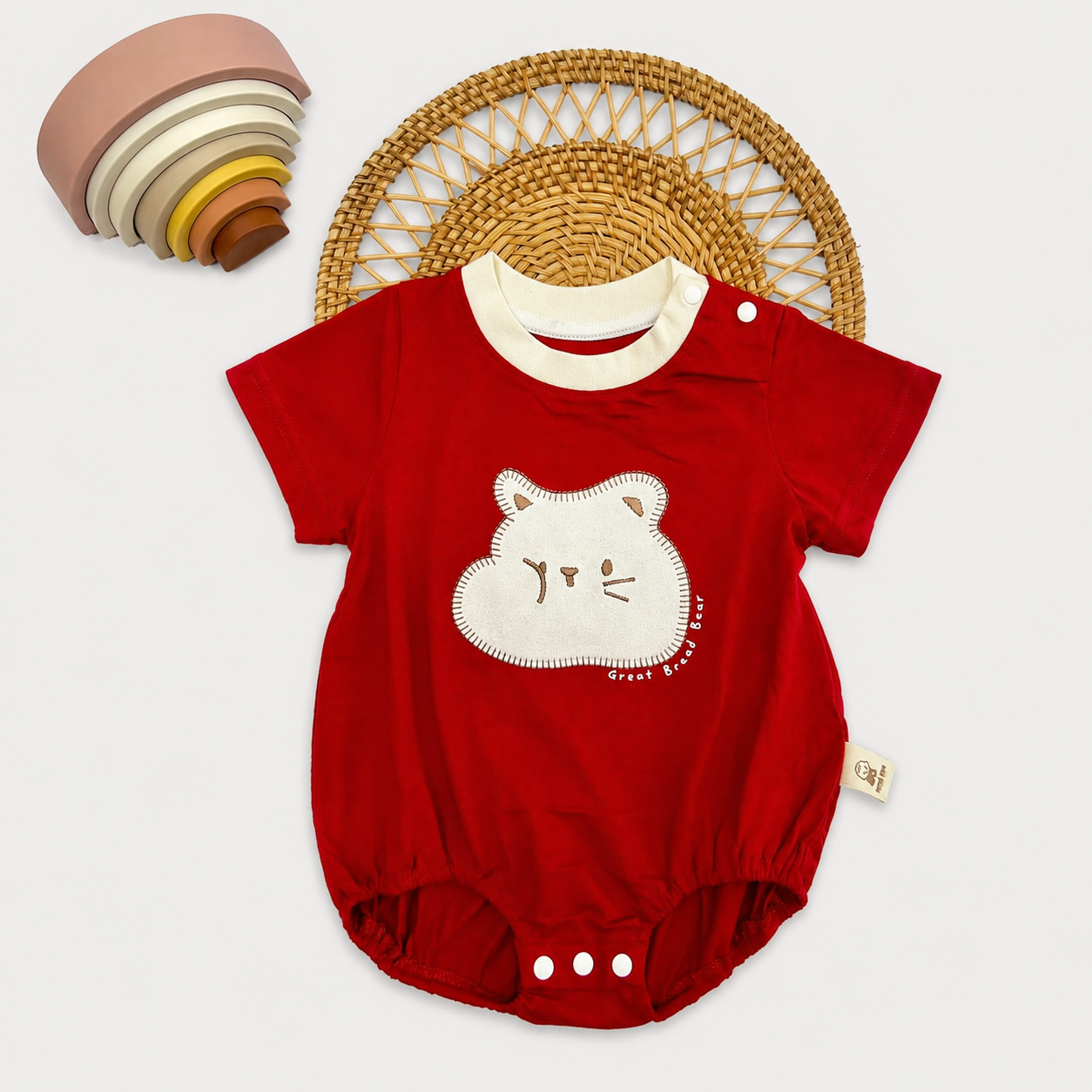 Maroon Cat Print Romper for Baby Girls