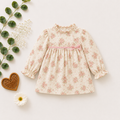 Floral Beige Baby Dress with Headband | Premium Baby Girl Partywear