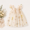 Floral Net Baby Party Dress with Bow | Premium Baby Girl Occasion Wear