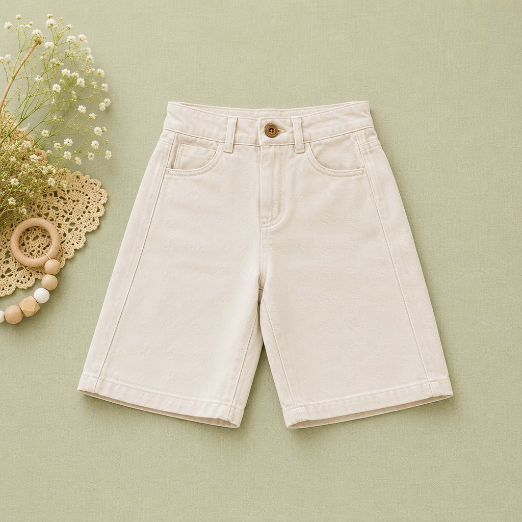 Natural Ecru Longline Twill Pants