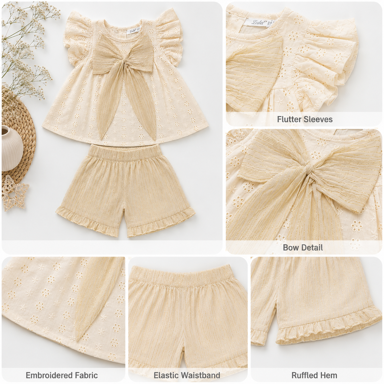 Heirloom Ivory Oversized Bow Eyelet Set