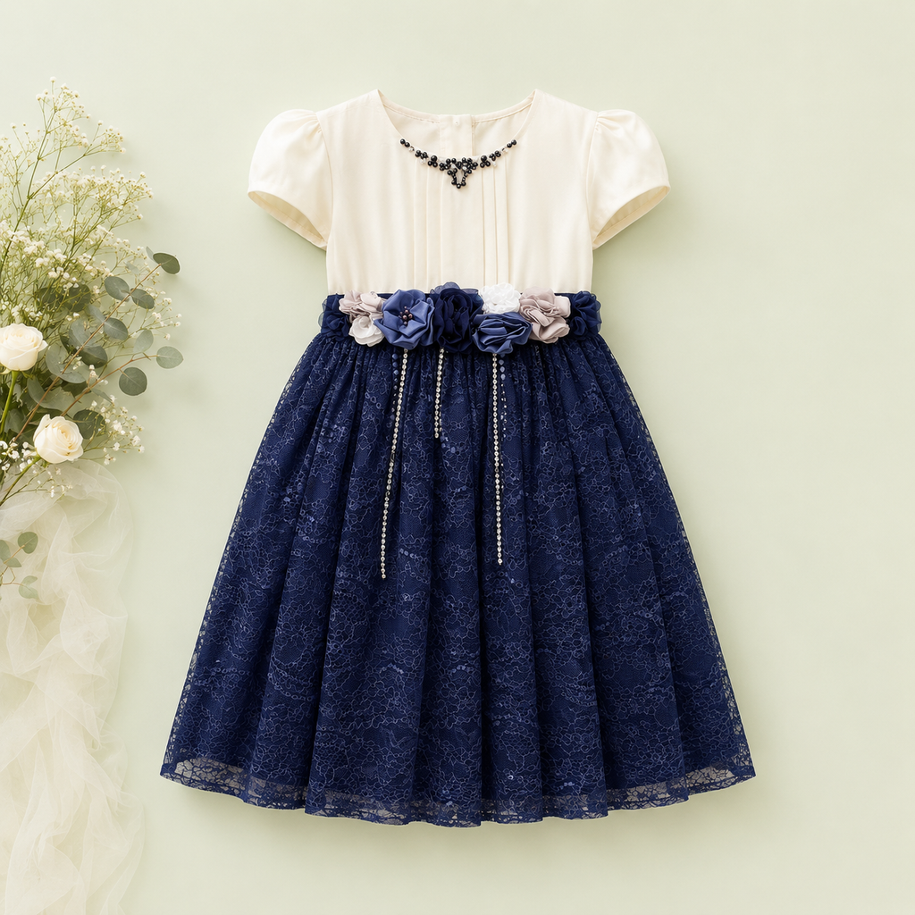 Girls Premium Navy Blue Party Dress