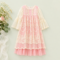 Premium Georgette Party Frock for Girls in Pastel Pink and Blue