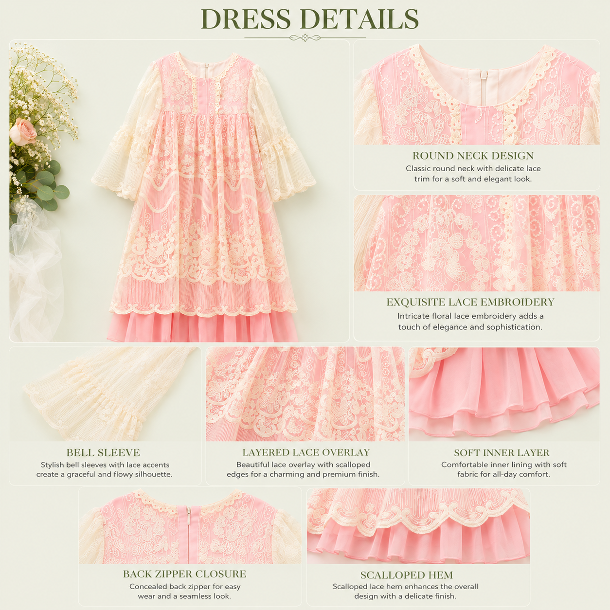 Premium Georgette Party Frock for Girls in Pastel Pink and Blue