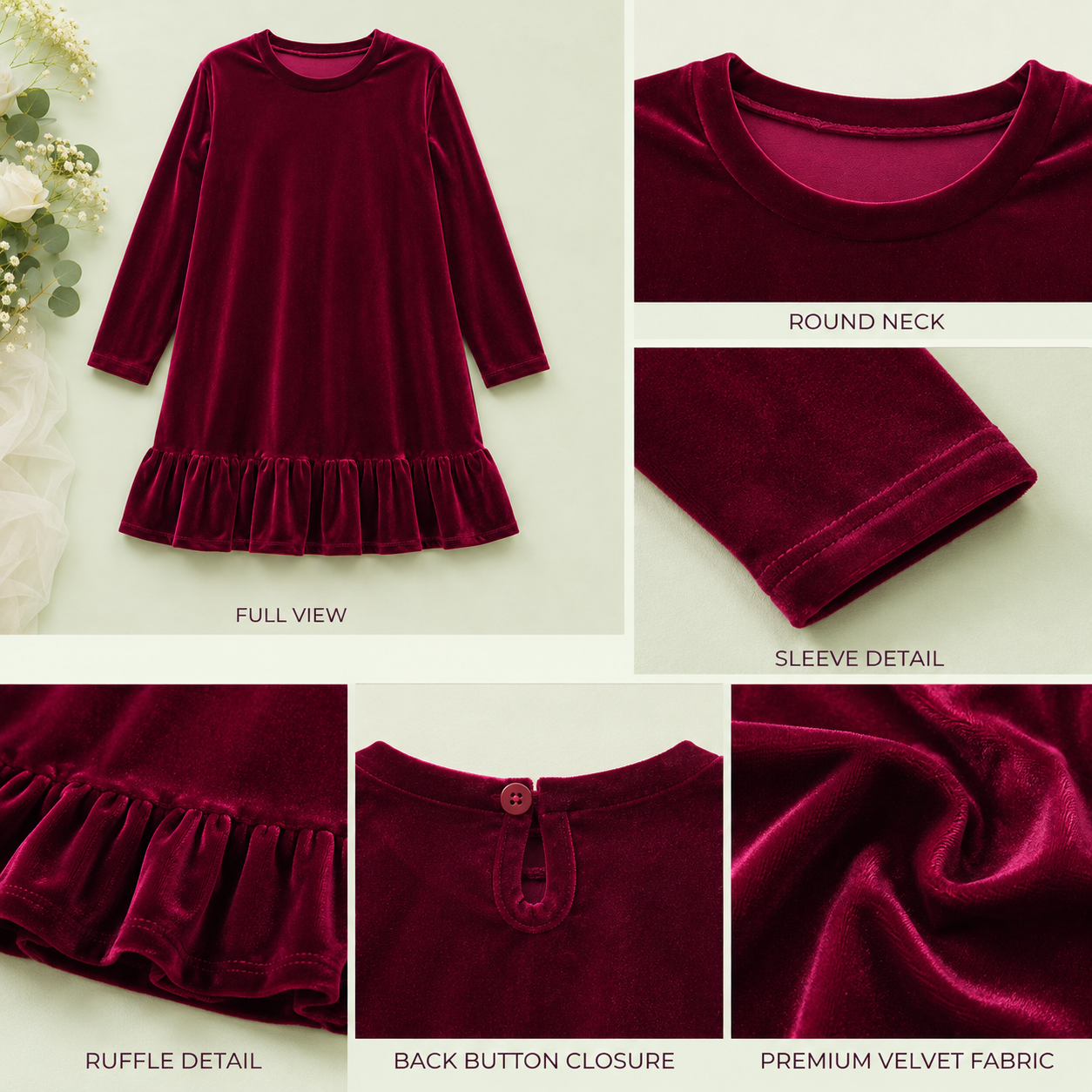 Full sleeve pure velvet top with frills