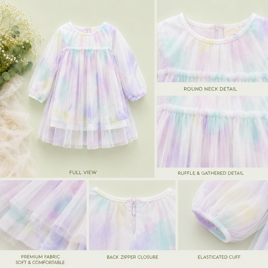 Pastel Watercolor Tulle Dress for Girls – Toddler & Kids