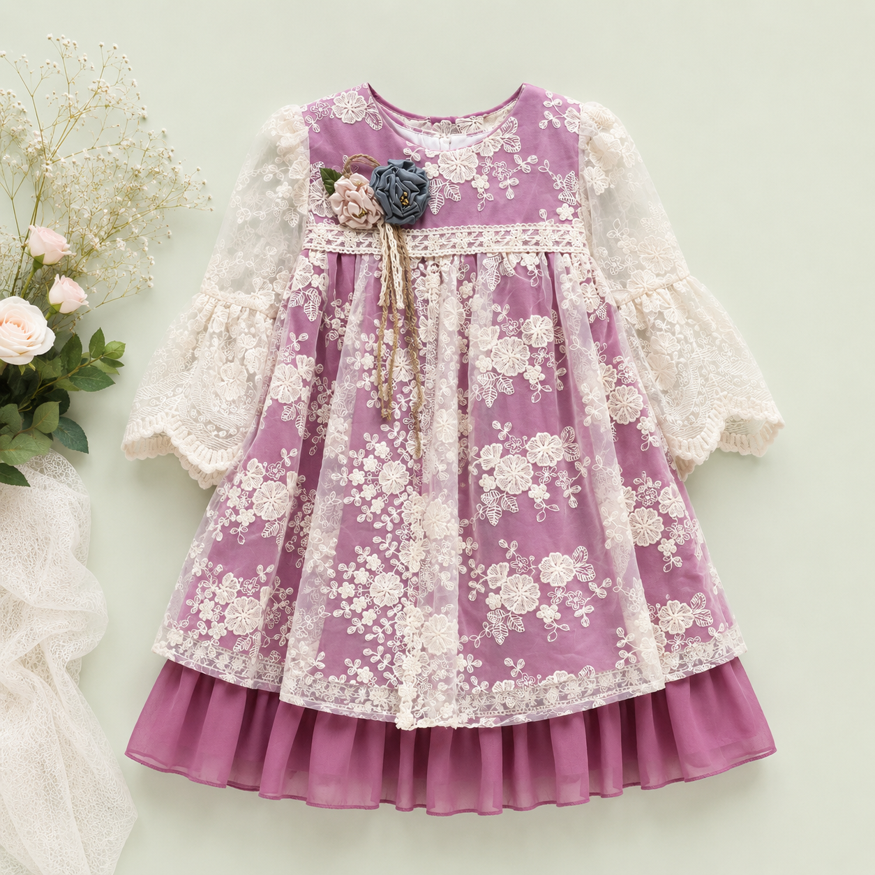 Lace Flower Girls’ Dress – Premium Infant & Toddler