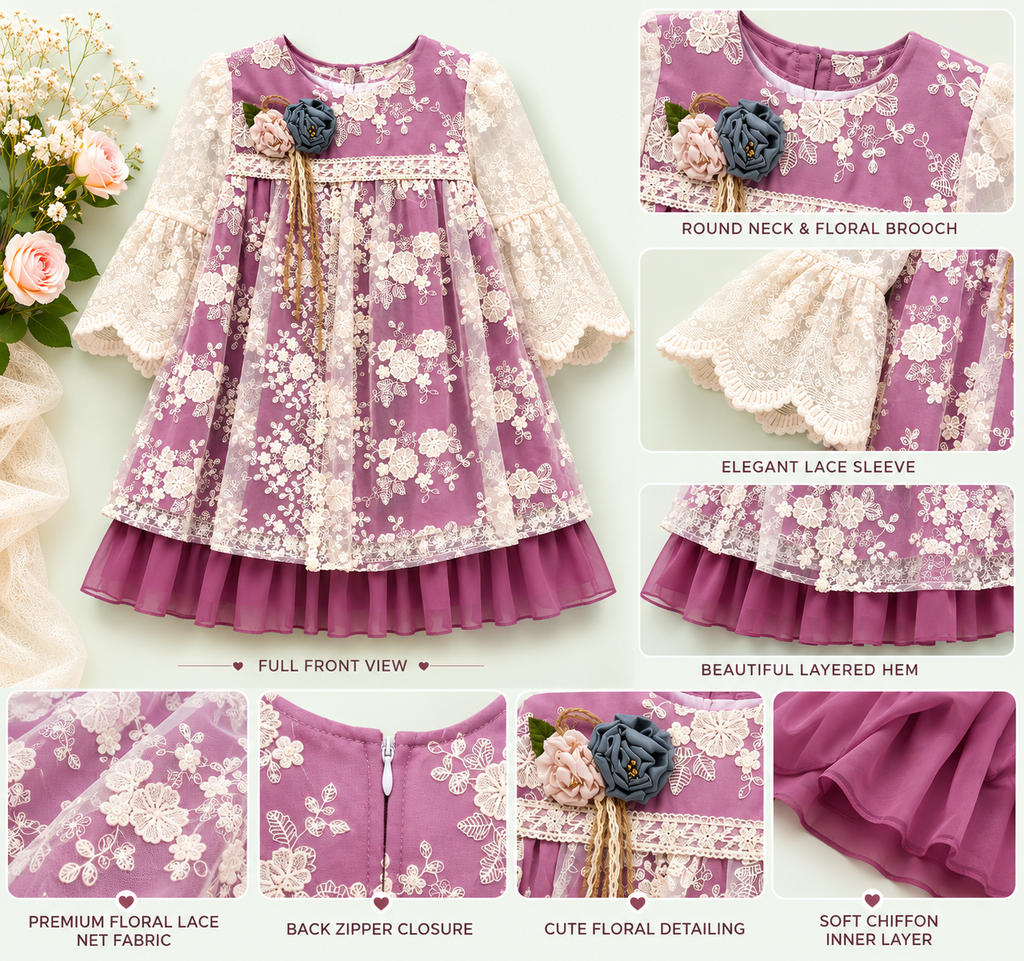 Lace Flower Girls’ Dress – Premium Infant & Toddler