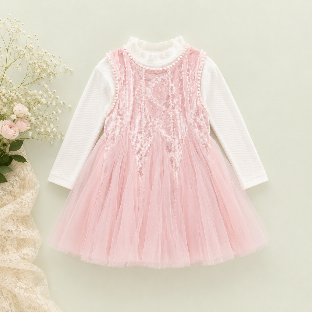 Pink Tulle Toddler Party Dress with Embroidered Bodice | Premium Girl Occasion Wear