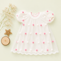 Polka Dot Tulle Overlay Frock, Blue & Pink