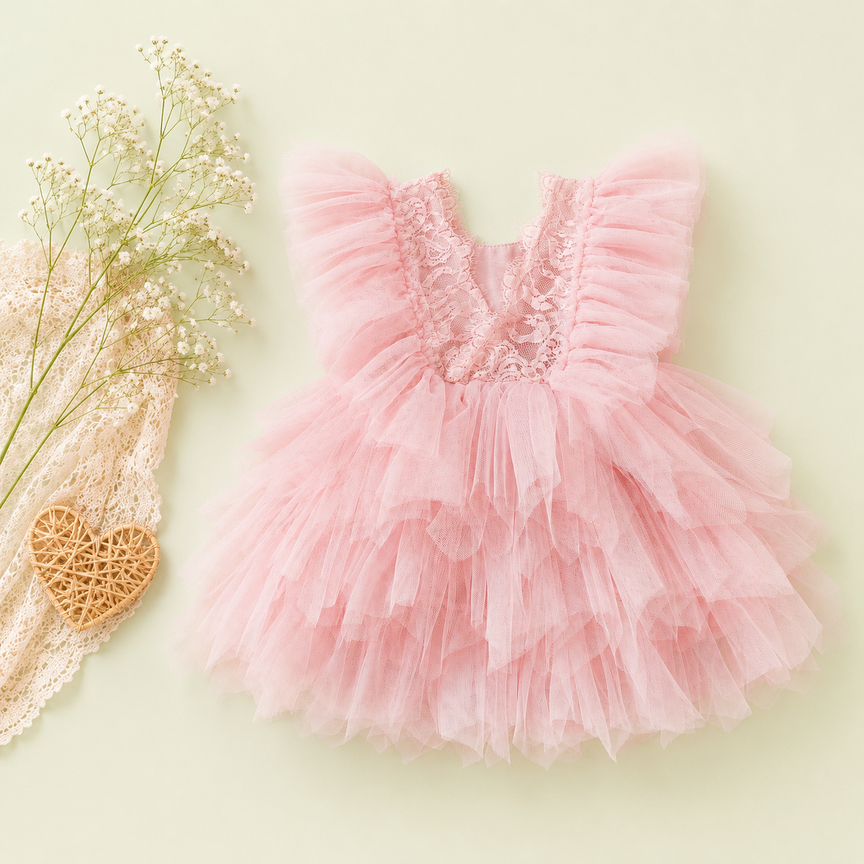 Pink Tulle Party Dress for Baby Girls