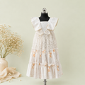 Girl's Party Wear Frock in Floral Print and Lace