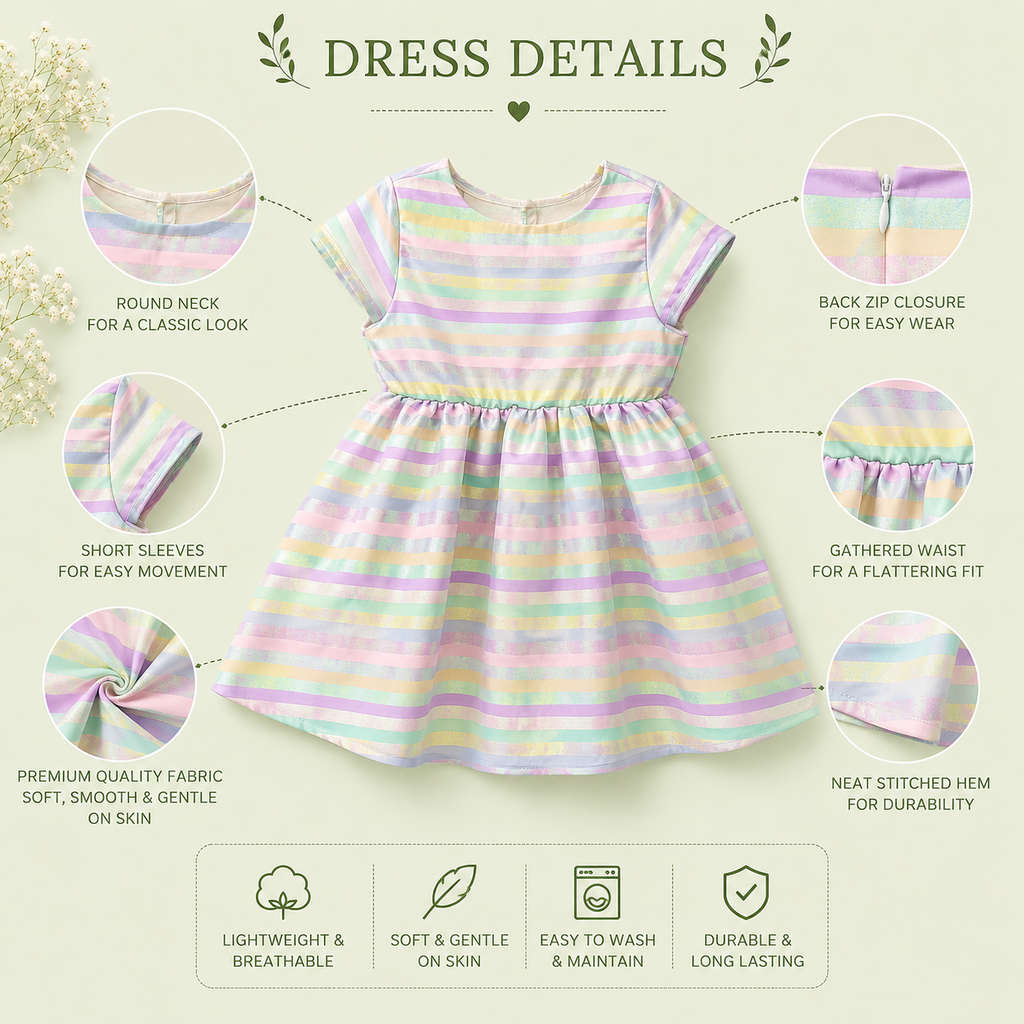 Pastel Rainbow Party Dress for Girls – Premium Occasionwear