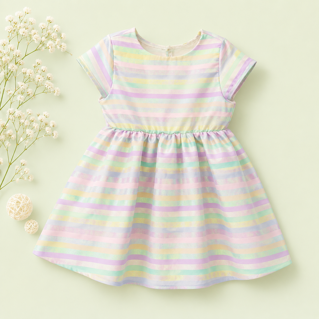 Pastel Rainbow Party Dress for Girls – Premium Occasionwear