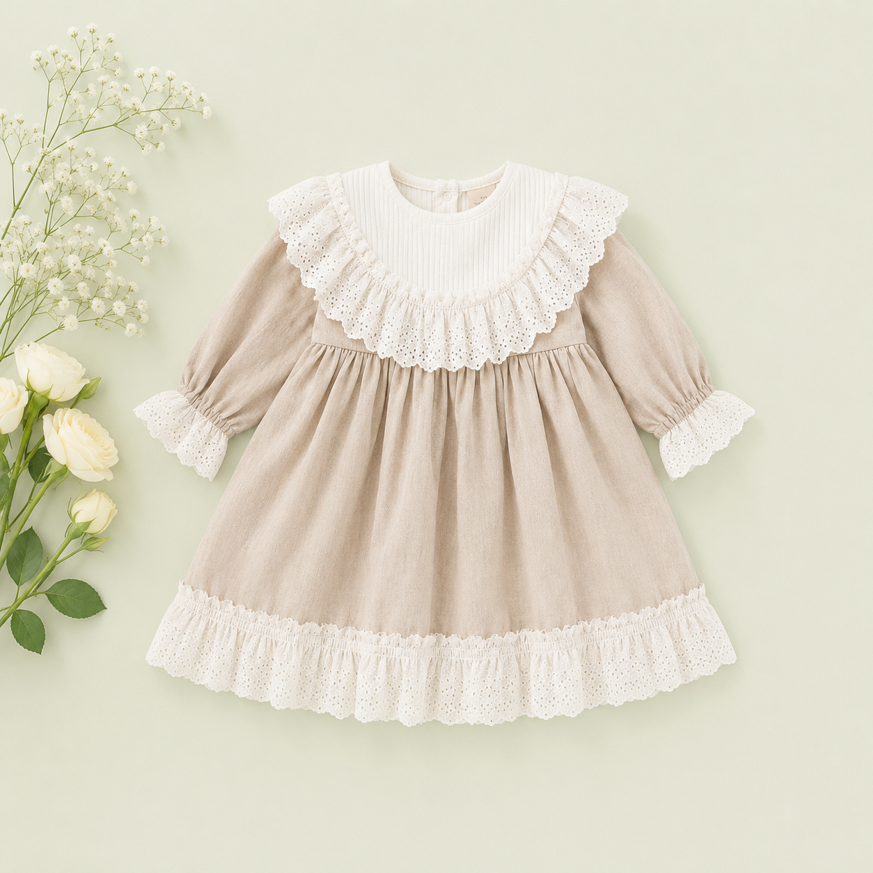 Lace Ruffle Long Sleeve Dress for Toddler Girls