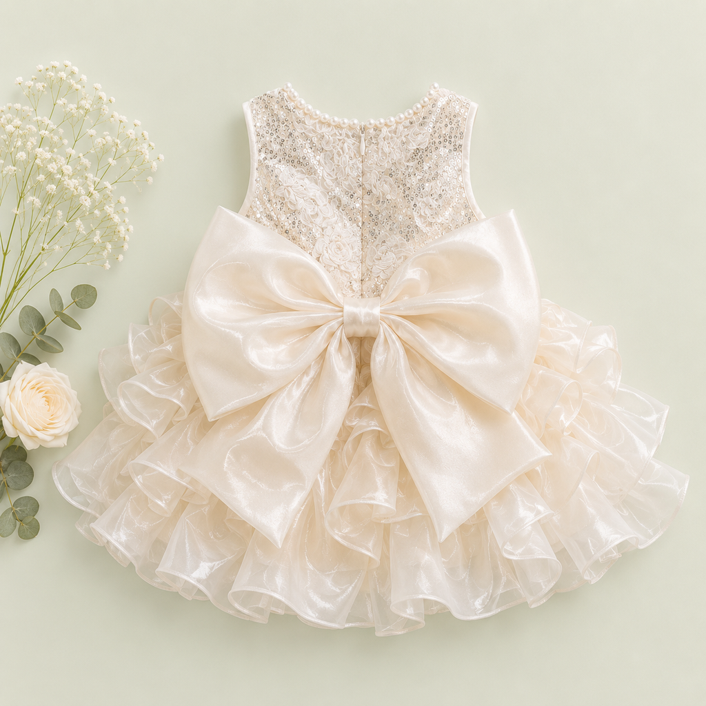 Luxury Baby Girl Ruffle Party Dress – Ivory