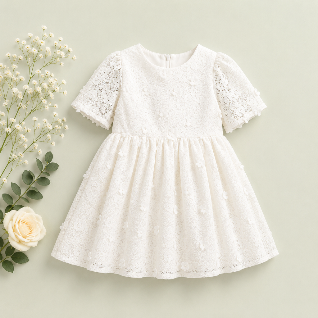 Embroidered Flower Party Dress for Girls & Toddlers