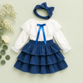 Girls Ruffle Skirt Set Blue Corduroy | Toddler & Kids