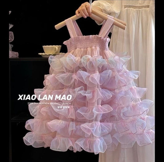 Pink Ruffle Tulle Dress for Baby Girls