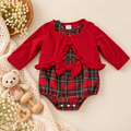 Plaid Baby Girl Holiday Romper & Cardigan Set