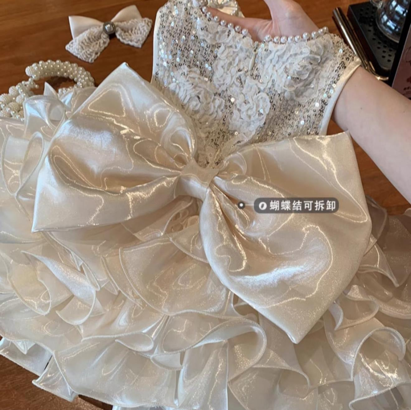 Luxury Baby Girl Ruffle Party Dress – Ivory