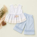 Eyelet Lace Top & Shorts Set, Pink & Blue