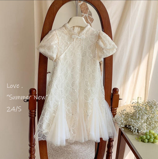 Ivory Embroidered Flower Girl Dress for Babies