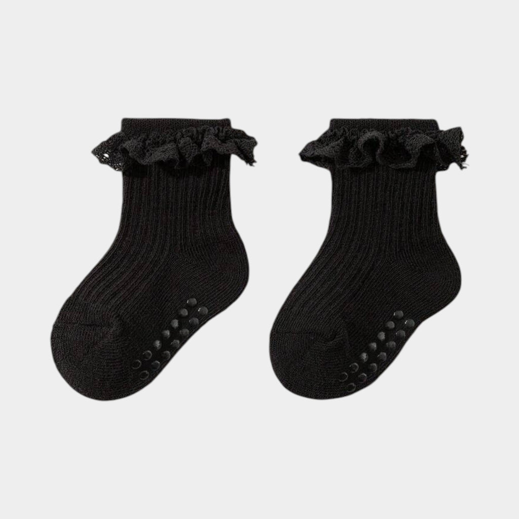 Delicate Lace Ruffle Ribbed Ankle Socks