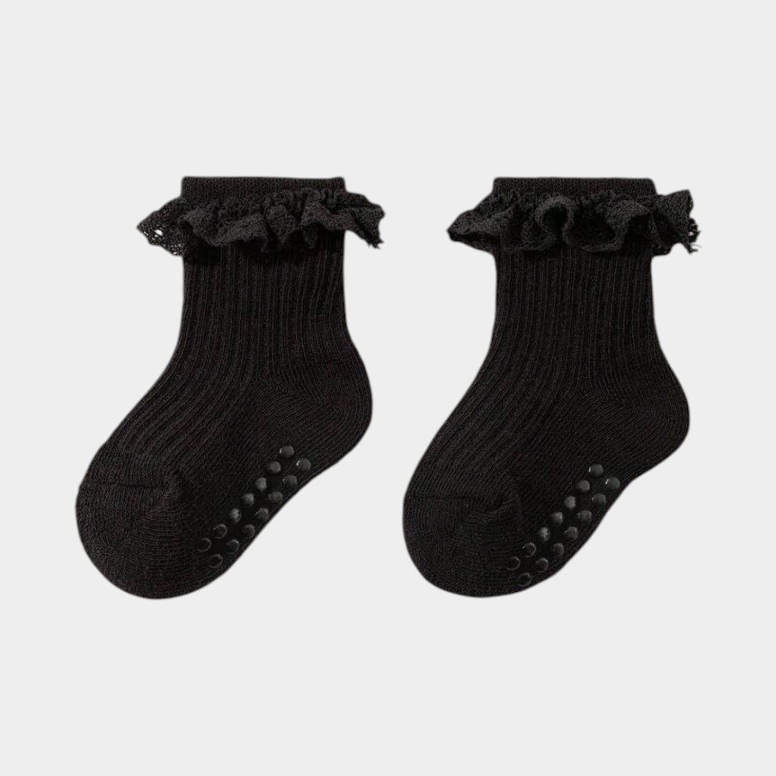Delicate Lace Ruffle Ribbed Ankle Socks