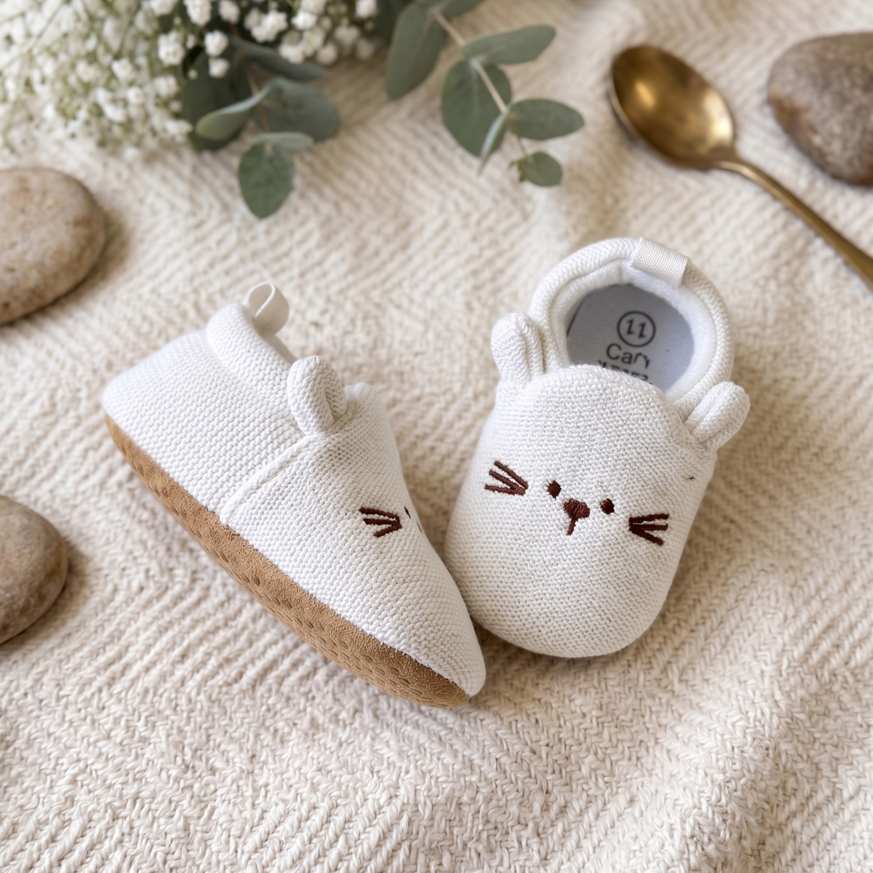 Sweet Kitty Knit Soft Sole Moccasins