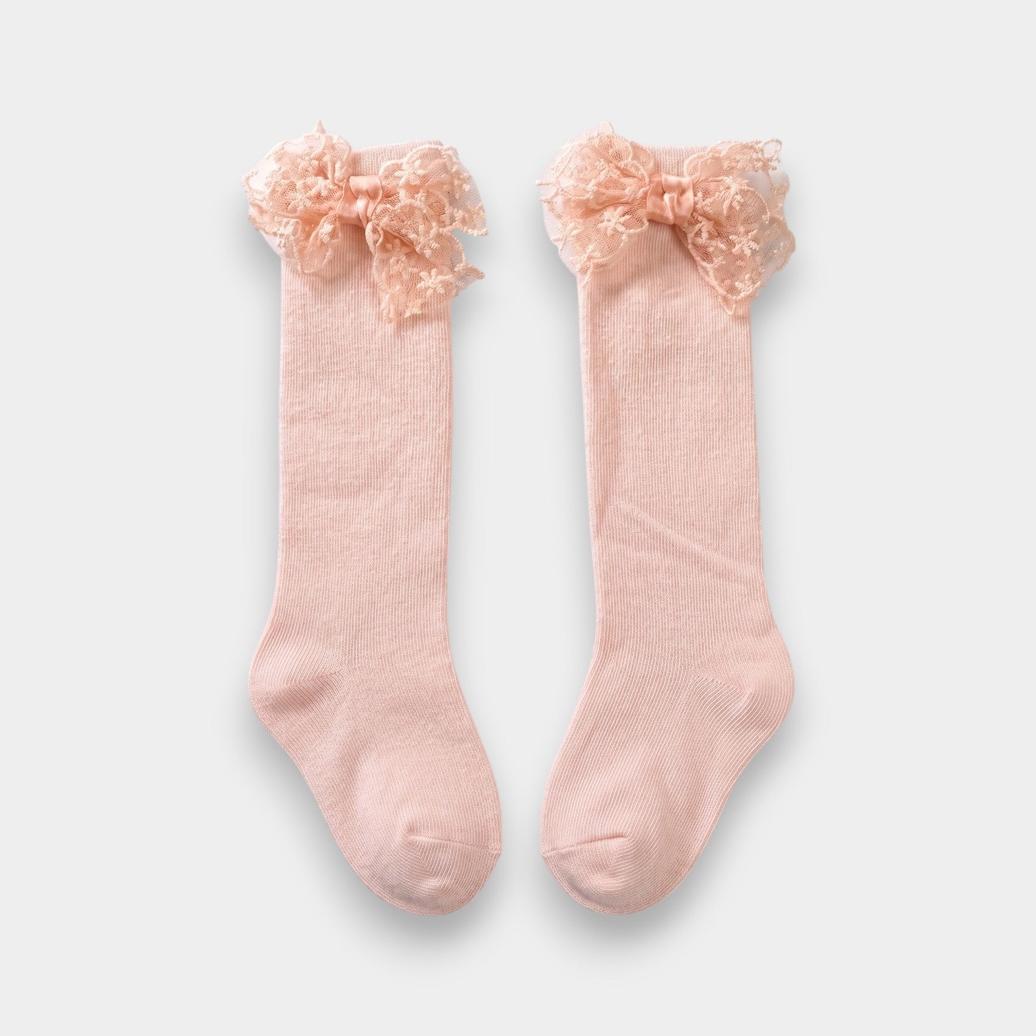 Petal Pink Lace Bow Knee-Highs