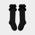 Midnight Velvet Bow Knee-High Socks