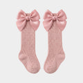 Dusty Rose Satin Bow Pointelle Knee-Highs