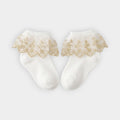 Snow White & Gold Lace Ruffle Ankle Socks