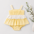 Pale Yellow Tiered Ruffle Romper Dress