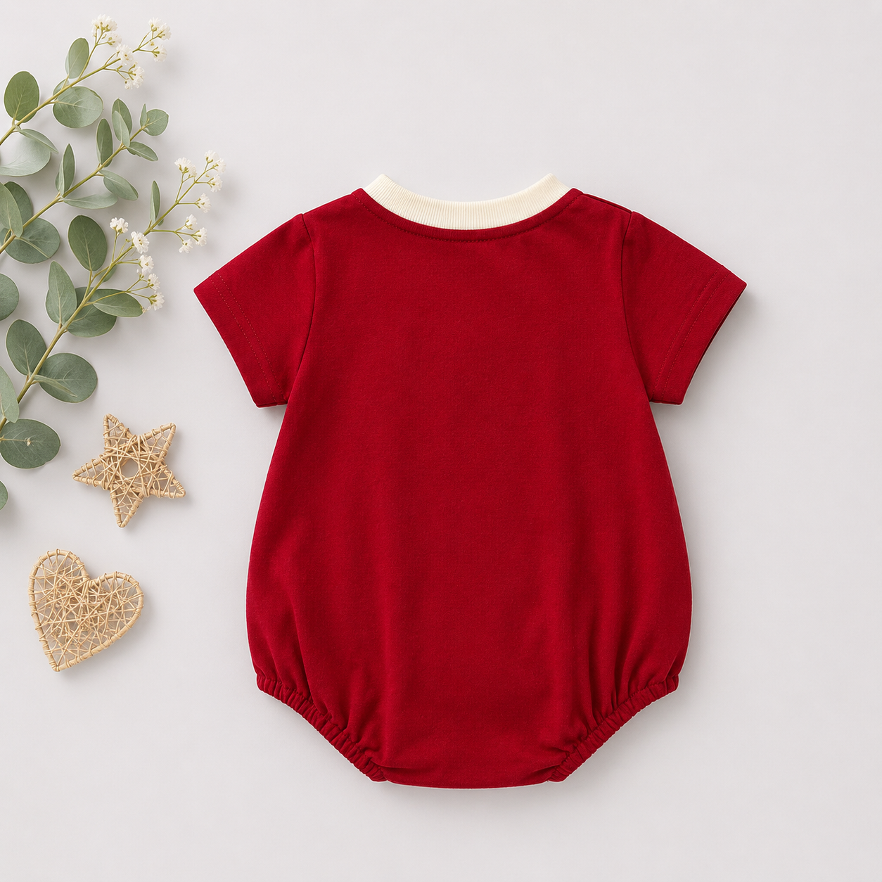 Maroon Cat Print Romper for Baby Girls