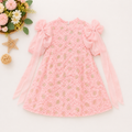 Elegant 3D Rose Rosette Dress with Bow Shoulder Streamers