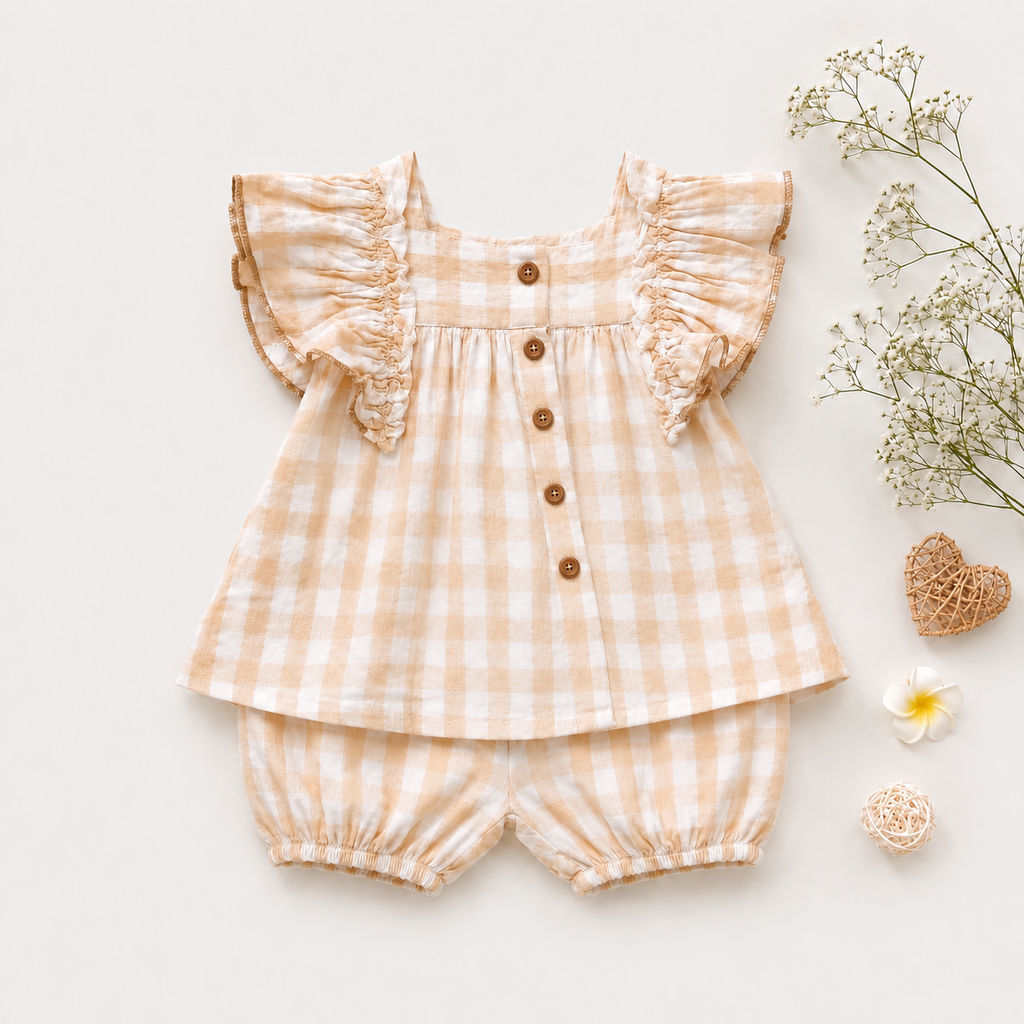 Buttercream Gingham Ruffle Bloomer Set