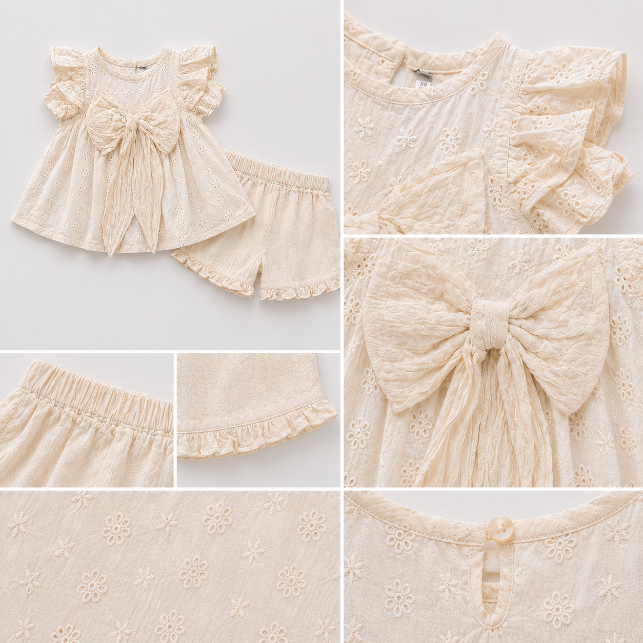 Heirloom Ivory Oversized Bow Eyelet Set