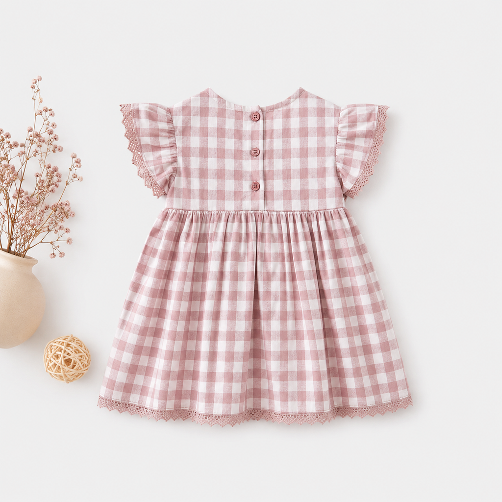 Lavanda Heritage Dusty Rose Gingham Smocked Dress
