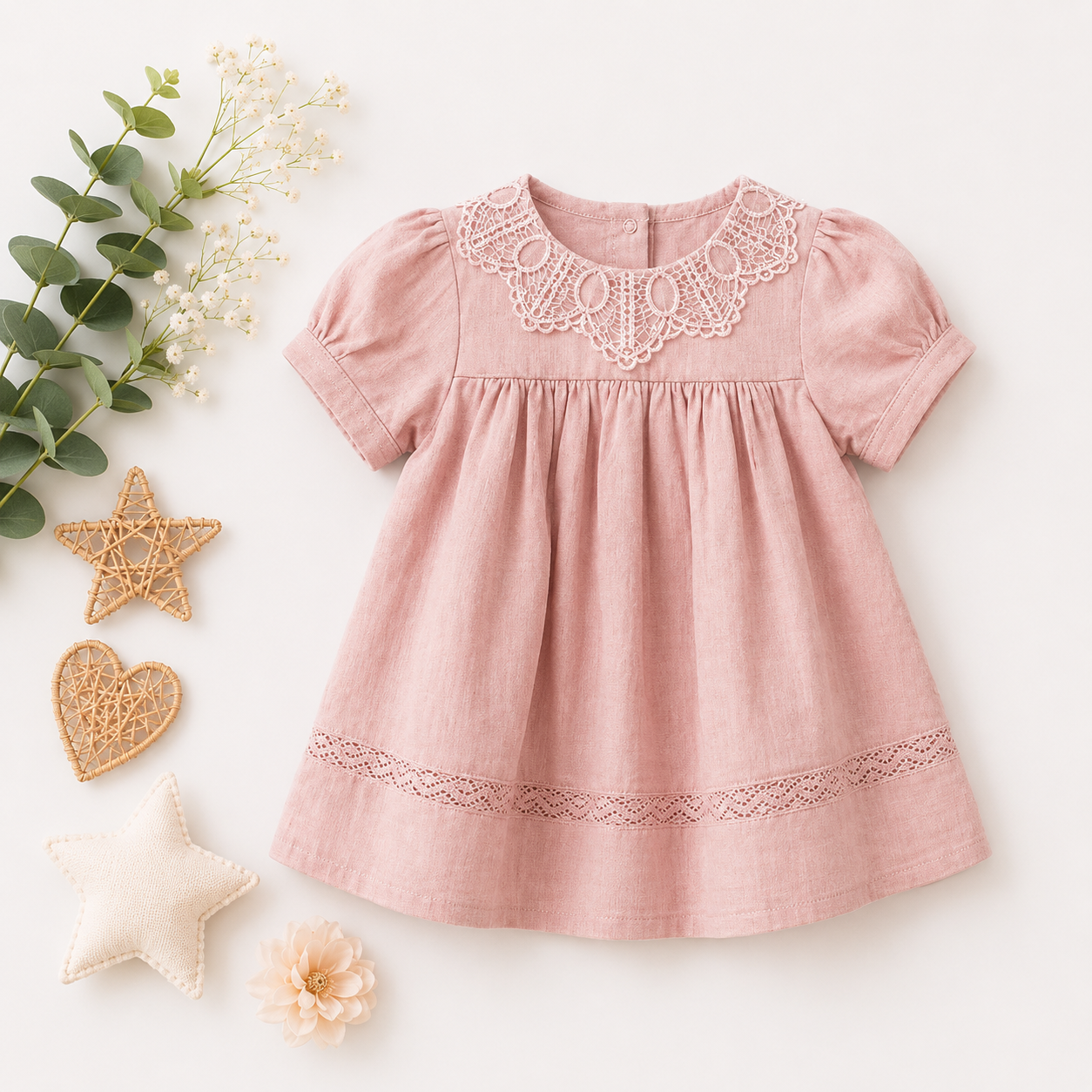 Lavanda Heritage Linen & Lace Smock Dress Collection
