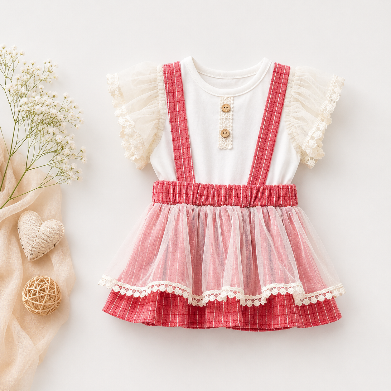 Baby Girl Tulle Skirt Suspender Dress Set