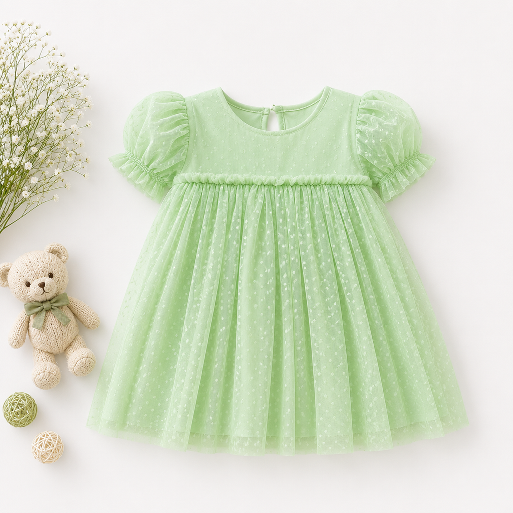 Green Tulle Party Dress for Girls Toddler