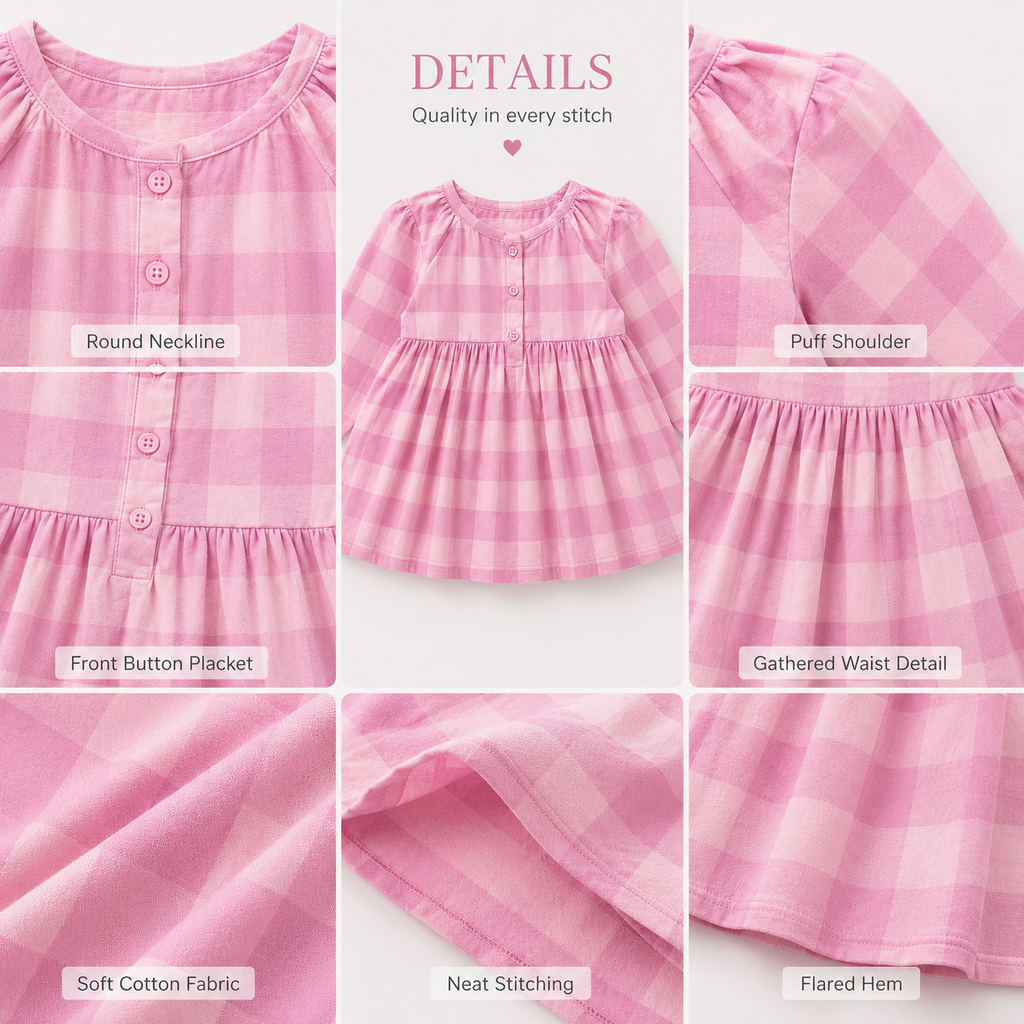 Luxury Lilac Checkerboard Cotton Dress – Baby Girl