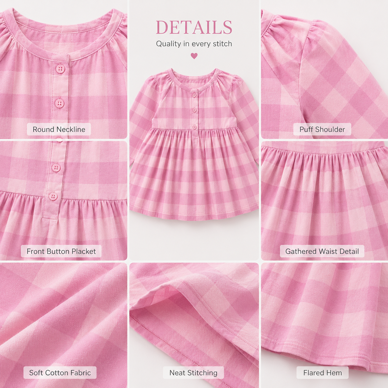 Luxury Lilac Checkerboard Cotton Dress – Baby Girl